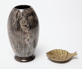WMF Ikora Vase and Austrian Brass Fish Ring Dish