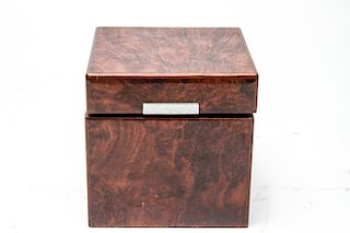 Dunhill Wood & Milk Glass Square Humidor, Vintage