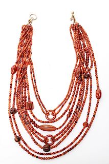 Amber Beads Multi-Strand Necklace