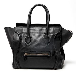 Celine Black Leather 'Micro Luggage Tote'