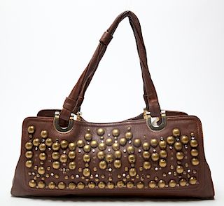 Oscar de la Renta Brown Leather Handbag, Vintage