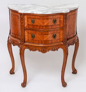 French Louis XV Manner Marble Top Bombe Chest