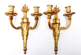 Neoclassical Manner Bronze Sconces, Pair
