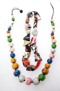 Multi-Colored Large Plastic Beaded Necklaces 2