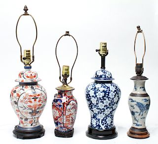 Chinese Porcelain Baluster Vase Table Lamps, 4