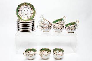 Continental Hand-Painted Porcelain Tea Set, 23 Pcs