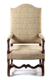 A Louis XIII Style Walnut Fauteuil Height 48 inches.