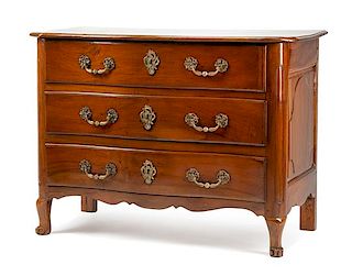 A French Provincial Walnut Commode Height 37 1/2 x width 50 1/2 x depth 23 1/4 inches.