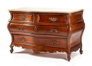 A French Provincial Walnut Commode Height 34 x width 52 x depth 24 inches.