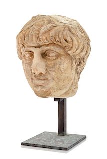 * A Roman Marble Head of a Boy Height 7 inches.