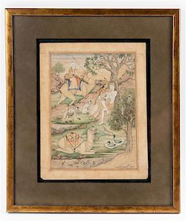 * An Indo-Persian Miniature Painting 9 x 6 5/8 inches.