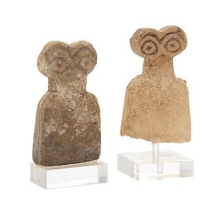 * Two Syrian Stone Eye Idols Height of taller 1 3/8 inches.