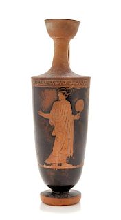 * An Attic Red Figured Lekythos Height 8 5/8 inches.