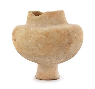 * A Cycladic Marble Kandila Height 6 5/8 inches.