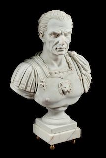 An Italian Marble Bust of a General Height 22 1/2 x width 14 inches.