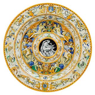 An Italian Majolica Charger Diameter 18 inches.