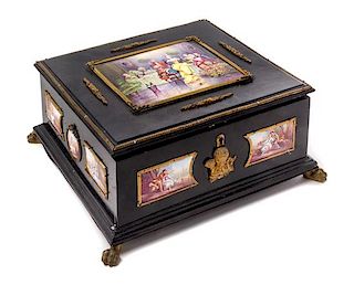 A Viennese Enameled Table Casket Width 11 1/2 inches.