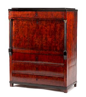 A Northern European Parcel Ebonized Secretaire a Abattant Height 58 1/2 x width 45 1/4 x depth 24 inches.