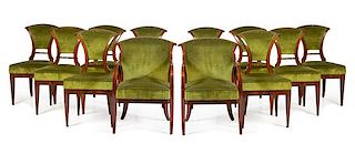 A Set of Twelve Viennese Mahogany Dining Chairs Height of side chair 35 inches.