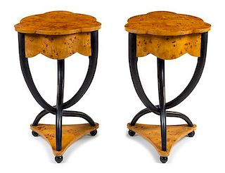 A Pair of Biedermeier Style Side Tables Height 28 1/2 inches.