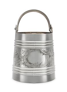 * A Russian Silver Wine Cooler, Mark Likely of Andrei Postnikov, Moscow, Late 19th Century, of pail form with a ribbed body, the