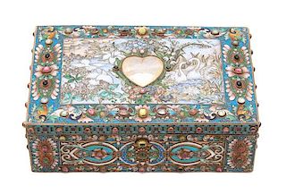 A Russian Hardstone Mounted and Enamel Silver Box, Assay of Lev Fridrikhovitch Oleks, Moscow, 1893, the polychrome enamel case c