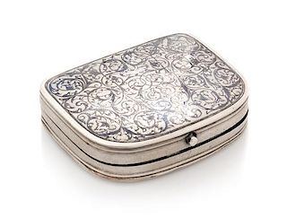 * A Russian Silver and Niello Change Purse, Maker's Mark Obscured, Moscow, Second Half 19th Century, the case worked to show fol