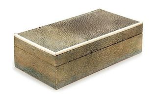 * A Shagreen Veneered Table Casket Height 2 1/4 x width 7 5/8 x depth 4 inches.