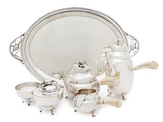 An American Silver Six-Piece Tea and Coffee Service, Woodside Sterling Co., New York, 1918 and Other, comprising a teapot, coffe