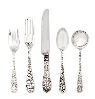 * An American Silver Flatware Service, Schofield Co., Baltimore, MD, 20th Century, Baltimore Rose pattern, comprising: 24 dinner