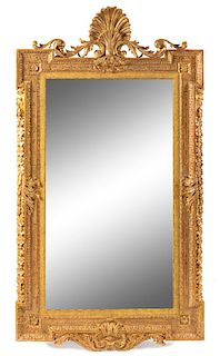 A George II Giltwood Mirror Height 60 x width 32 1/2 inches.