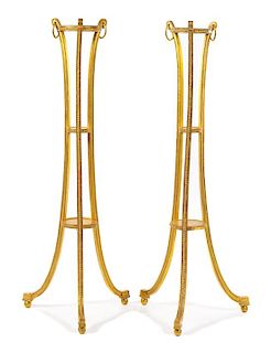 A Pair of George III Giltwood Pedestals Height 55 1/8 inches.