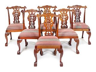 A Set of Six Irish George III Style Mahogany Dining Chairs Height 38 inches.