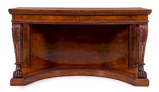 A Regency Mahogany Console Table Height 38 x width 70 x depth 26 1/2 inches.
