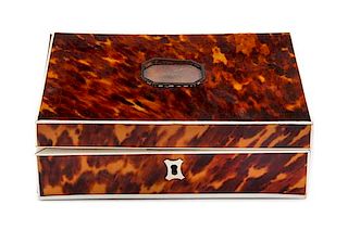 * An English Tortoise Shell Sewing Casket Height 2 1/2 x width 7 inches.