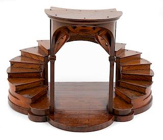 An English Mahogany Staircase Model Height 9 5/8 x width 13 3/4 x depth 11 1/2 inches.