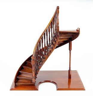 An English Mahogany Staircase Model Height 21 1/2 x width 19 3/4 x depth 11 7/8 inches.