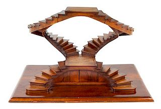 An English Mahogany Twin Staircase Model Height 14 3/4 x width 24 x depth 14 5/8 inches.