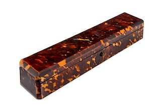 * A Tortoise Shell Table Casket Height 1 3/4 x width 10 5/8 inches.