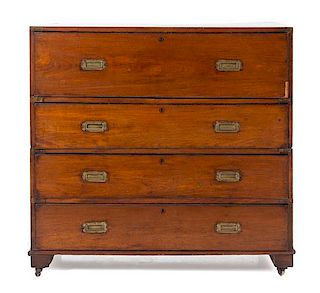 A George III Style Campaign Chest Height 40 1/2 x width 41 1/4 x depth 20 1/8 inches.