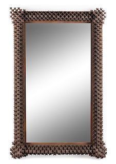 A Tramp Art Mirror Height 52 x width 34 inches.