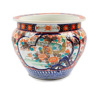 A Japanese Imari Porcelain Fishbowl Height 12 1/2 inches.