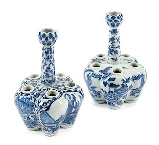 A Near Pair of Chinese Porcelain Crocus Vases Height 8 1/2 inches.
