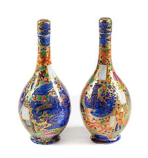 A Pair of Chinese Porcelain Covered Vases Height 20 inches.
