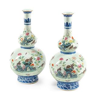 A Pair of Chinese Porcelain Vases Height 14 inches.
