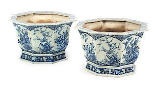 A Pair of Chinese Porcelain Jardinieres Diameter 20 1/2 inches.