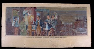 Original Painting of Edison's First Working Light