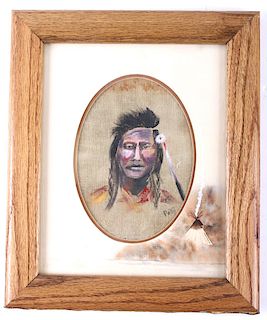 Original Native American Profile Signed by Pettit