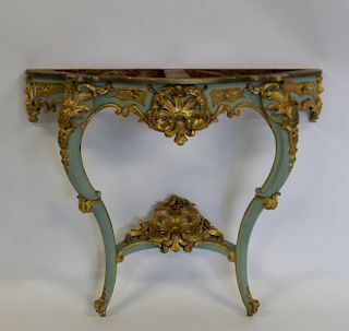 Louis XV Style Carved, Paint and Gilt Decorated