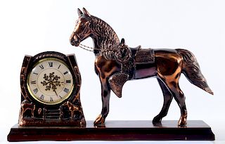 Western Horse Brass Mantle Ingraham Clock